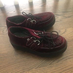 T.U.K Creepers in maroon velvet
